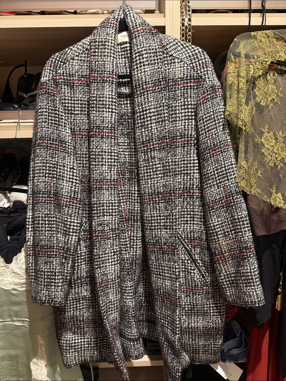 Isabel Marant Houndstooth Plaid Pea Coat